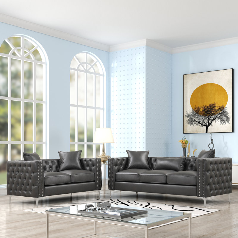 YAL Marti 2 Piece Leather Gel Living Room Set Wayfair